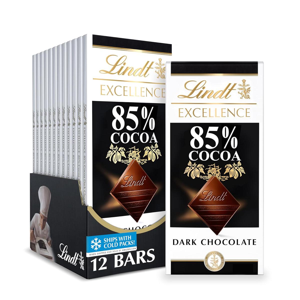 Lindt EXCELLENCE 85% Cocoa Dark Chocolate Candy Bar, Halloween Candy, 3.5 oz. Bar (12 Pack) – 2.8 Ounce (Pack of 12) | Caramel with a Touch of Sea Salt