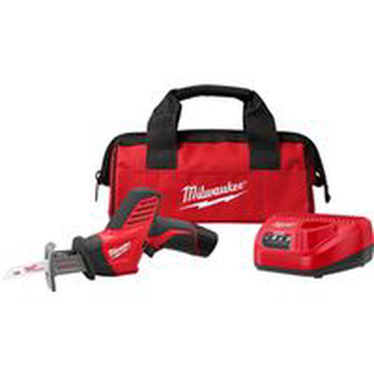 Milwaukee Reciprocating Saw Kit, Battery Included, 12V, 1.4Ah, 1/2 in L Stroke, 0 to 3000 SP (2420-21)