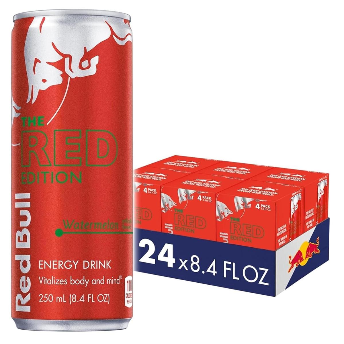 Red Bull Yellow Edition Energy Drink, Tropical, with 80mg Caffeine plus Taurine & B Vitamins, 8.4 Fl Oz, 6 Packs of 4 Cans (Pack of 24) – 8.4 Fl Oz, 24pk, (6×4) | Watermelon