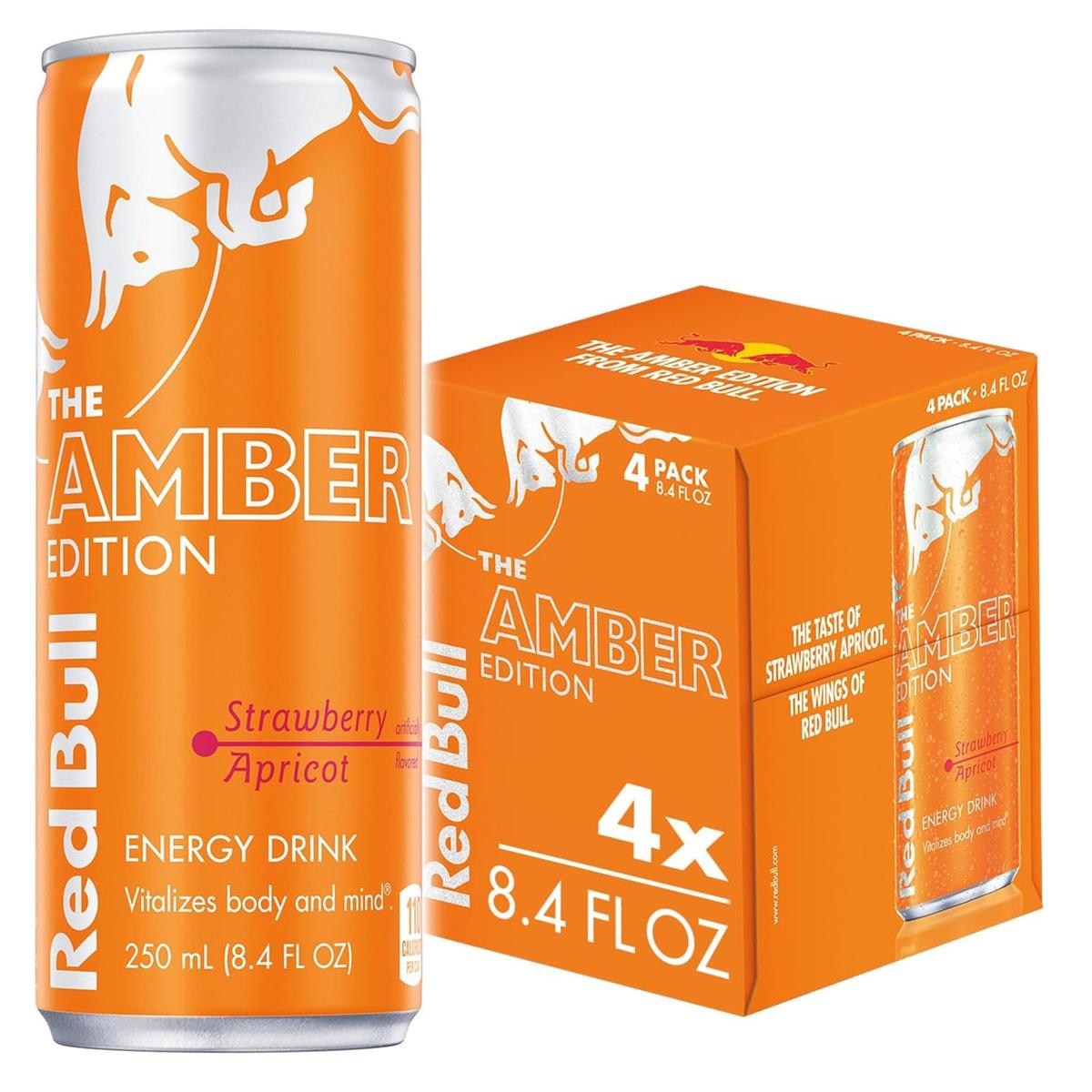 Red Bull Yellow Edition Energy Drink, Tropical, with 80mg Caffeine plus Taurine & B Vitamins, 8.4 Fl Oz, 6 Packs of 4 Cans (Pack of 24) – 8.4 Fl Oz, 4pk | Strawberry Apricot