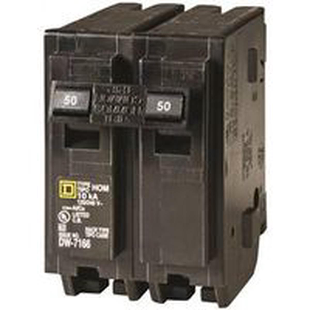 Square D Homeline Circuit Breaker Mini 50 A 2-Pole 120/240 V Fixed Trip Plug Mounting Black (HOM250CP)