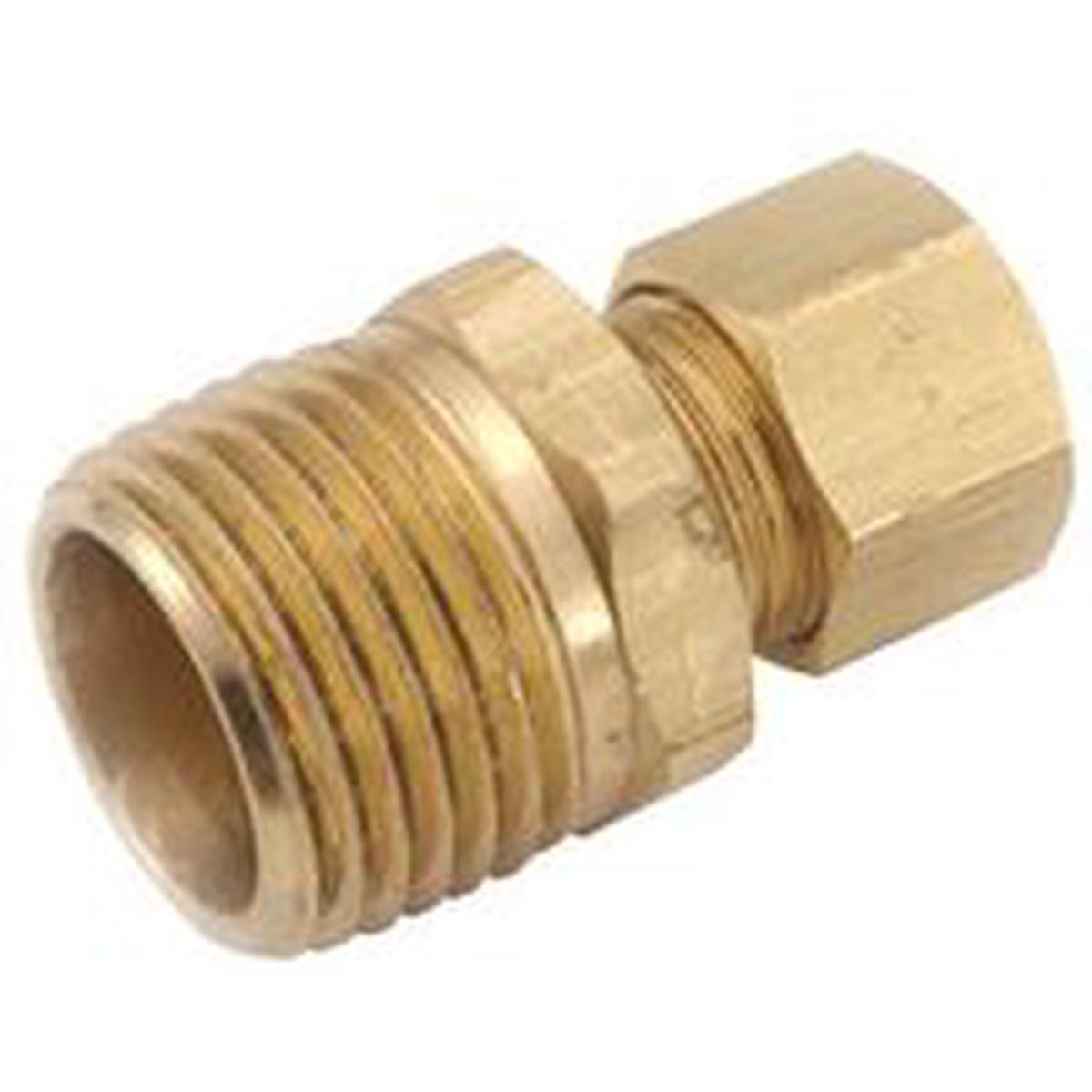 Anderson Metals 1/4 x 3/8 in Compression x MPT Connector, Brass, 300 psi Pressure (750068-0406)