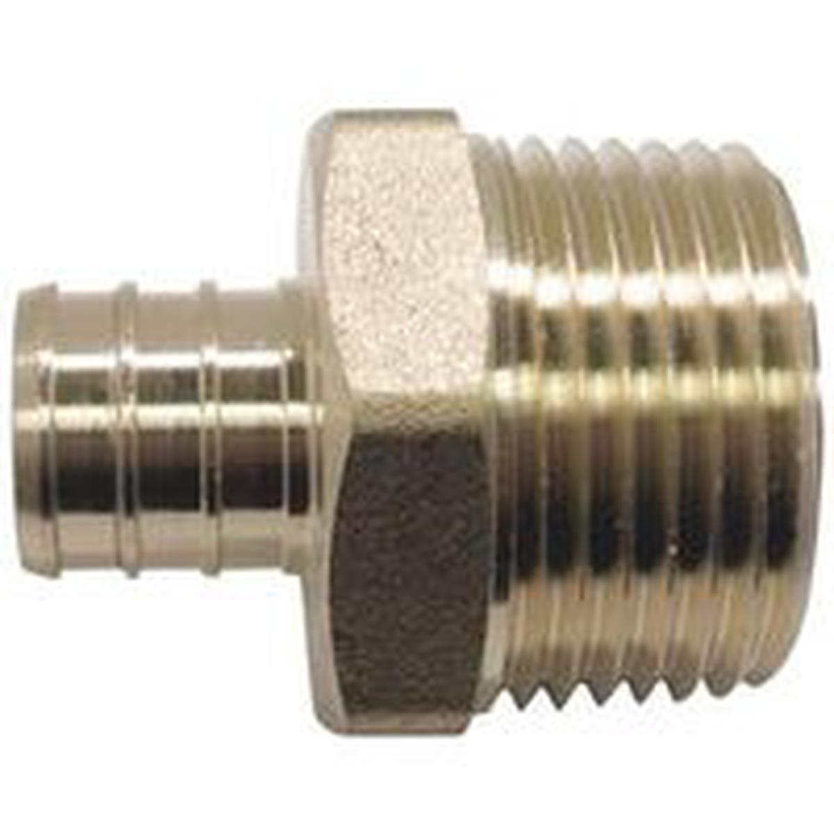 Apollo Pipe Adapter, 3/4 x 1 in, PEX x MPT, Brass, 200 psi Pressure (APXMA341)