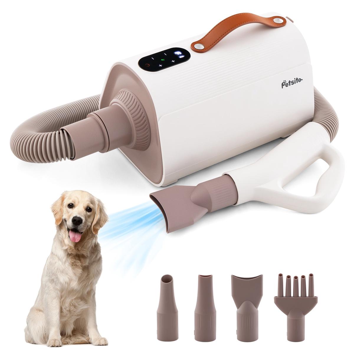 Dog Cat Hair Blower, Negative Ion, Adjustable Temperature, White – White