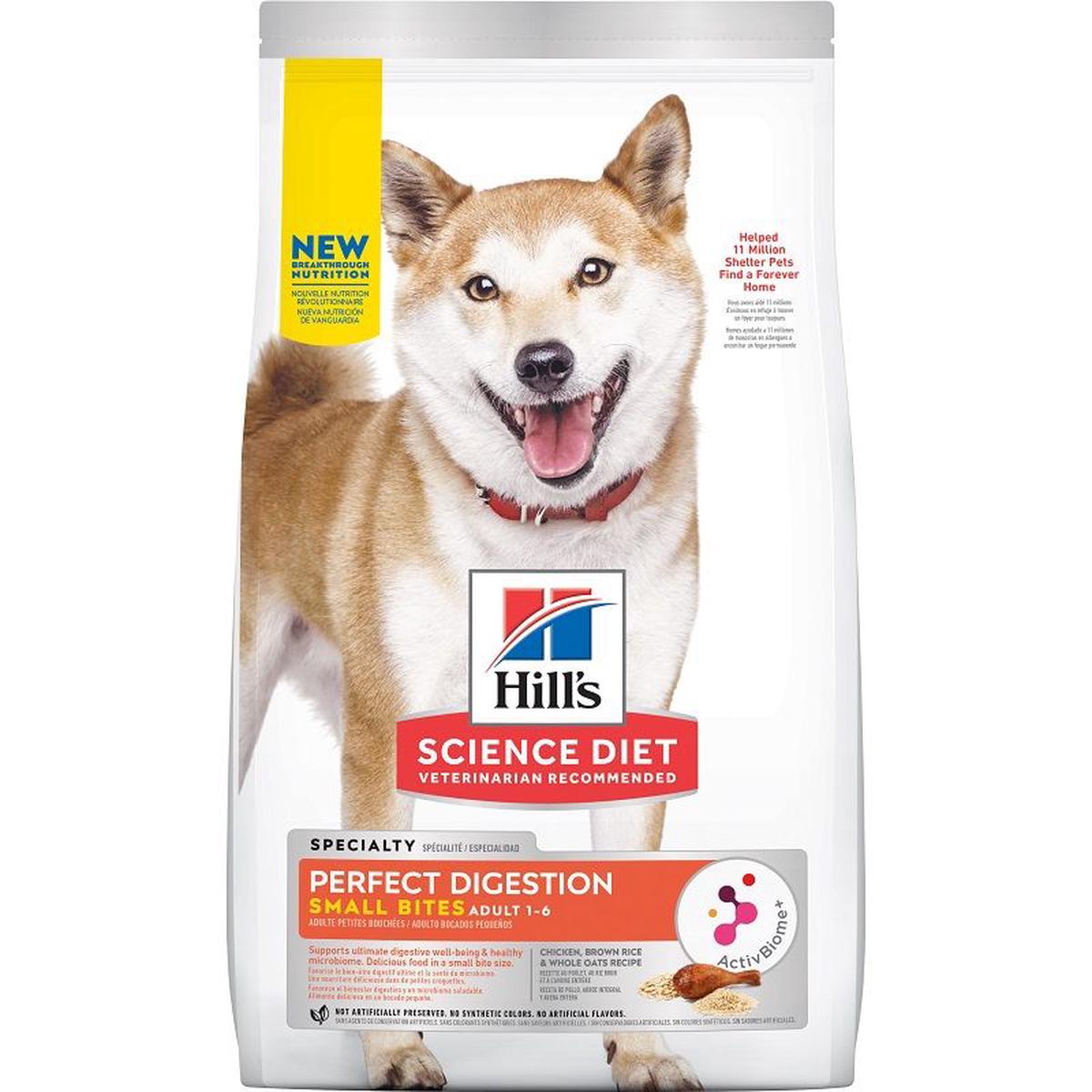 Hill’s Science Diet – Adult Dog Perfect Digestion Small Grain Chicken, Brown Rice & Whole Oats 12lb