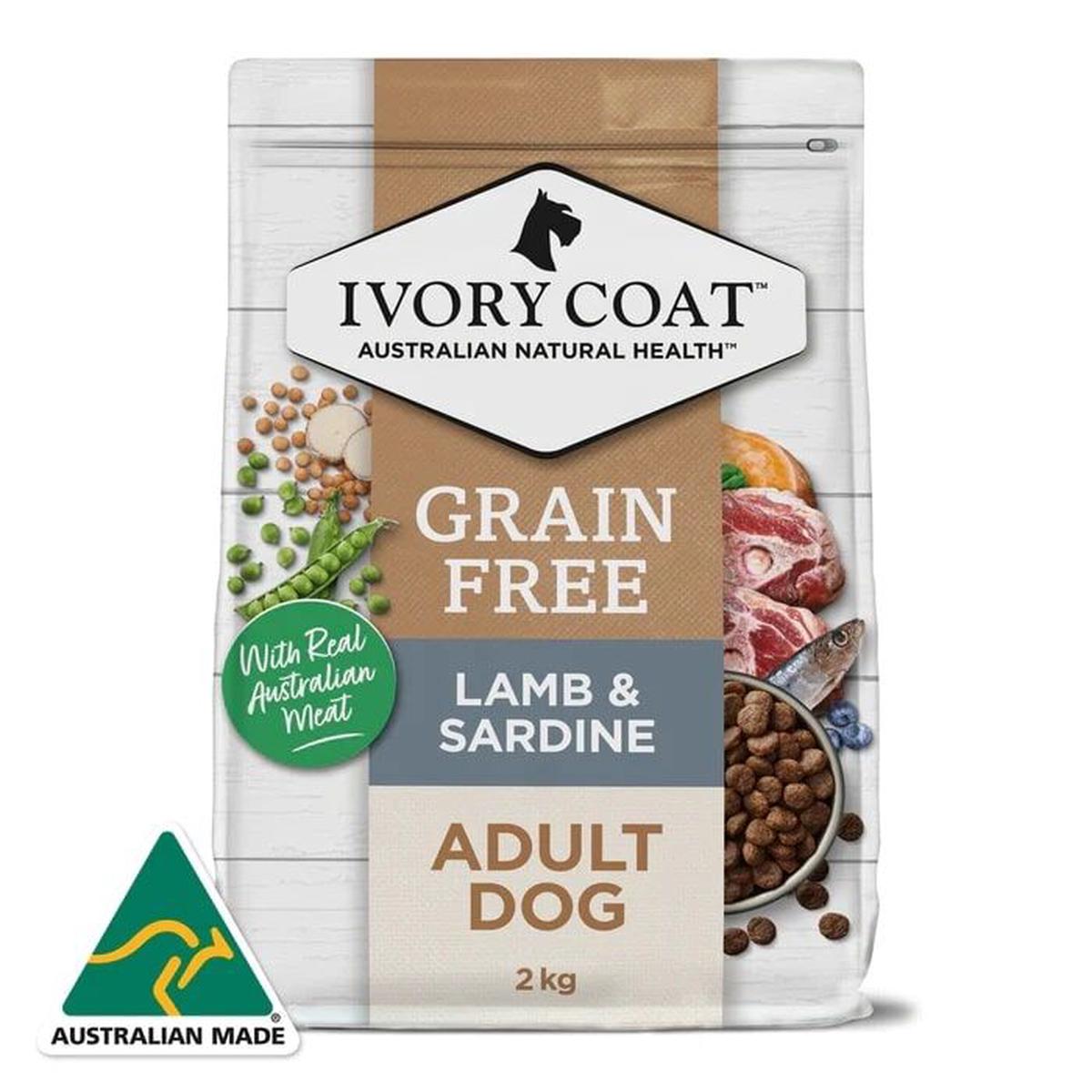 IVORY COAT Australian Dry Dog Food – Grain Free – Lamb & Sardines 2kg