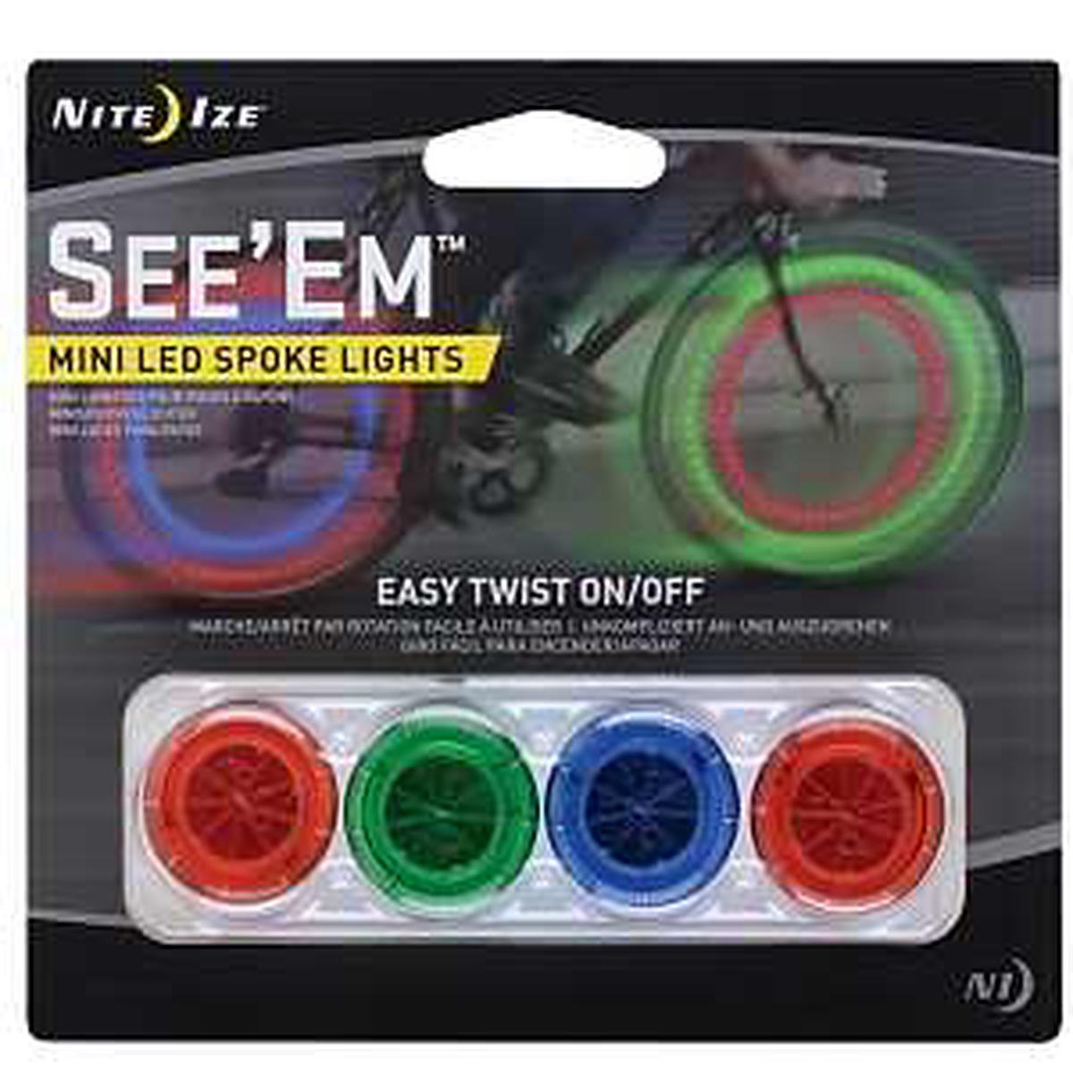 Nite Ize See’Em Series NSE-A1-4R3 Spoke Light, Plastic, Assorted Colors