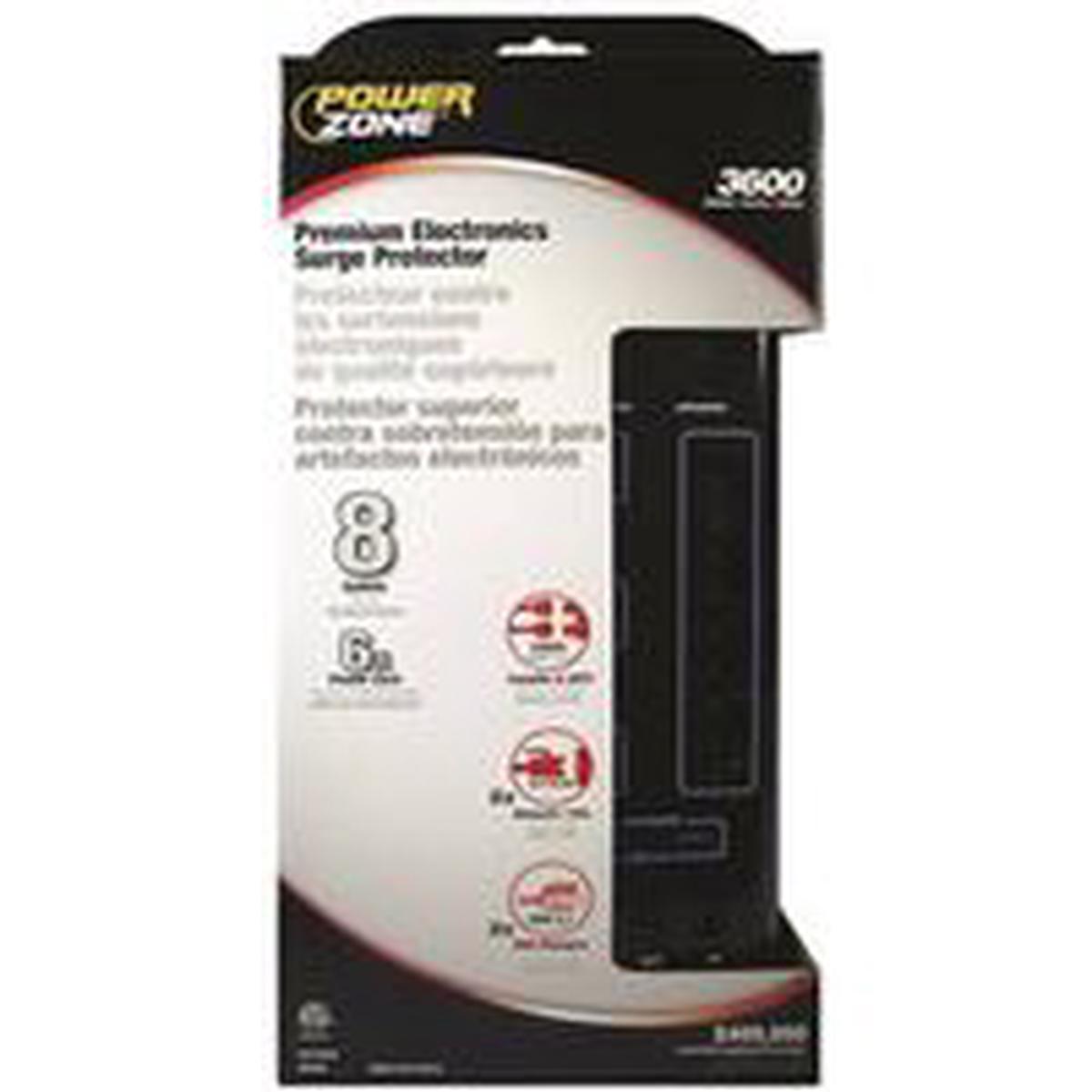 PowerZone Surge Protector Power Strip 8-Outlet 3600 Joules Energy Black (OR503118)