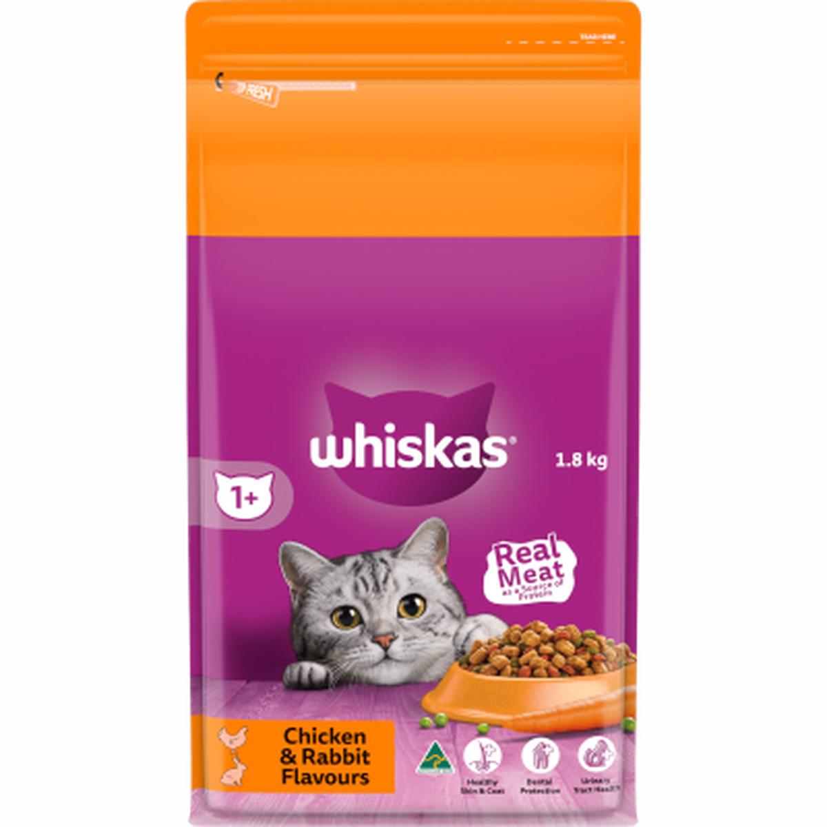 Whiskas Chicken & Rabbit Flavours Adult Dry Cat Food 1.8kg