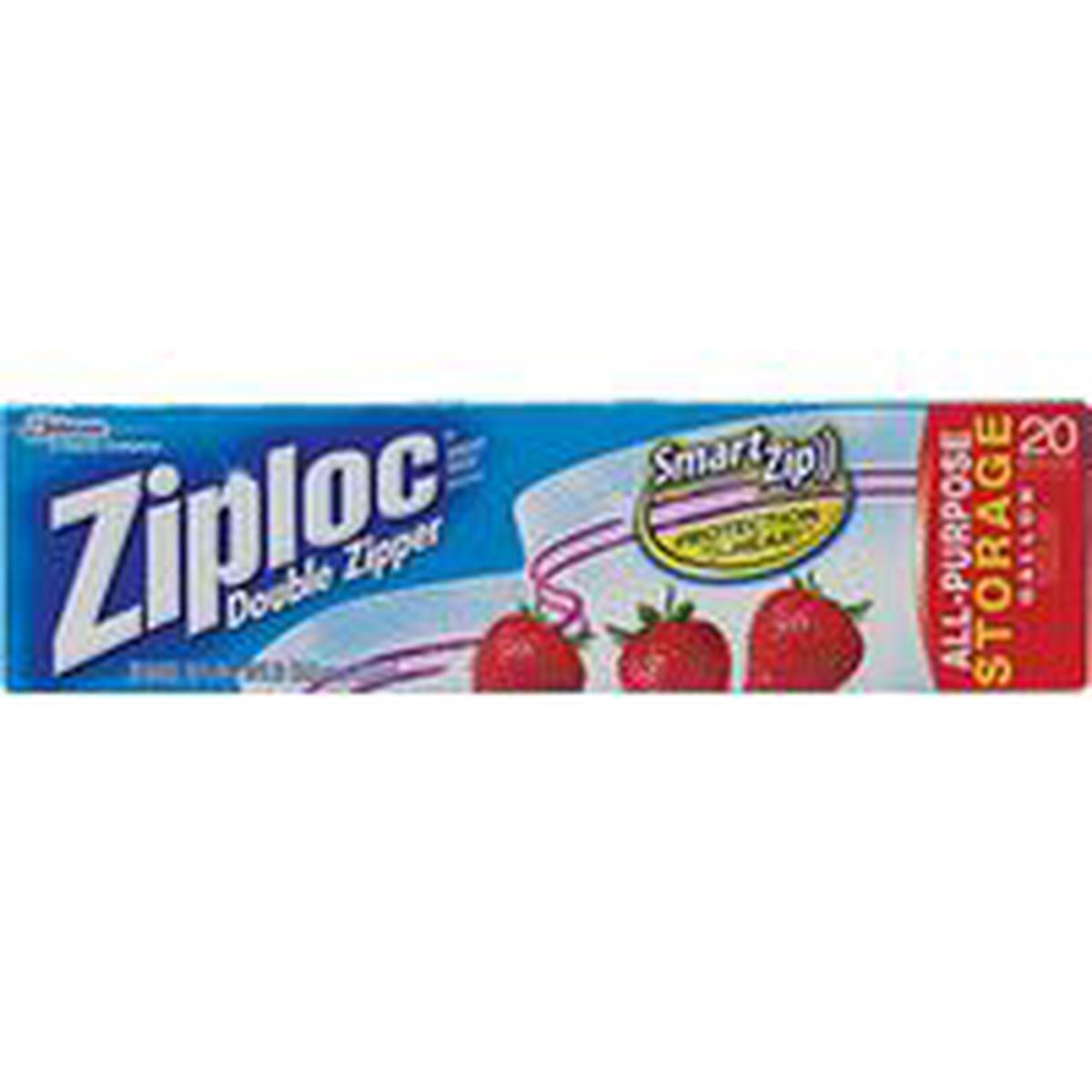 Ziploc 00350 Series Storage Bag, Zipper Closure, 1 Gal Capacity, Plastic, 19/PK (350)