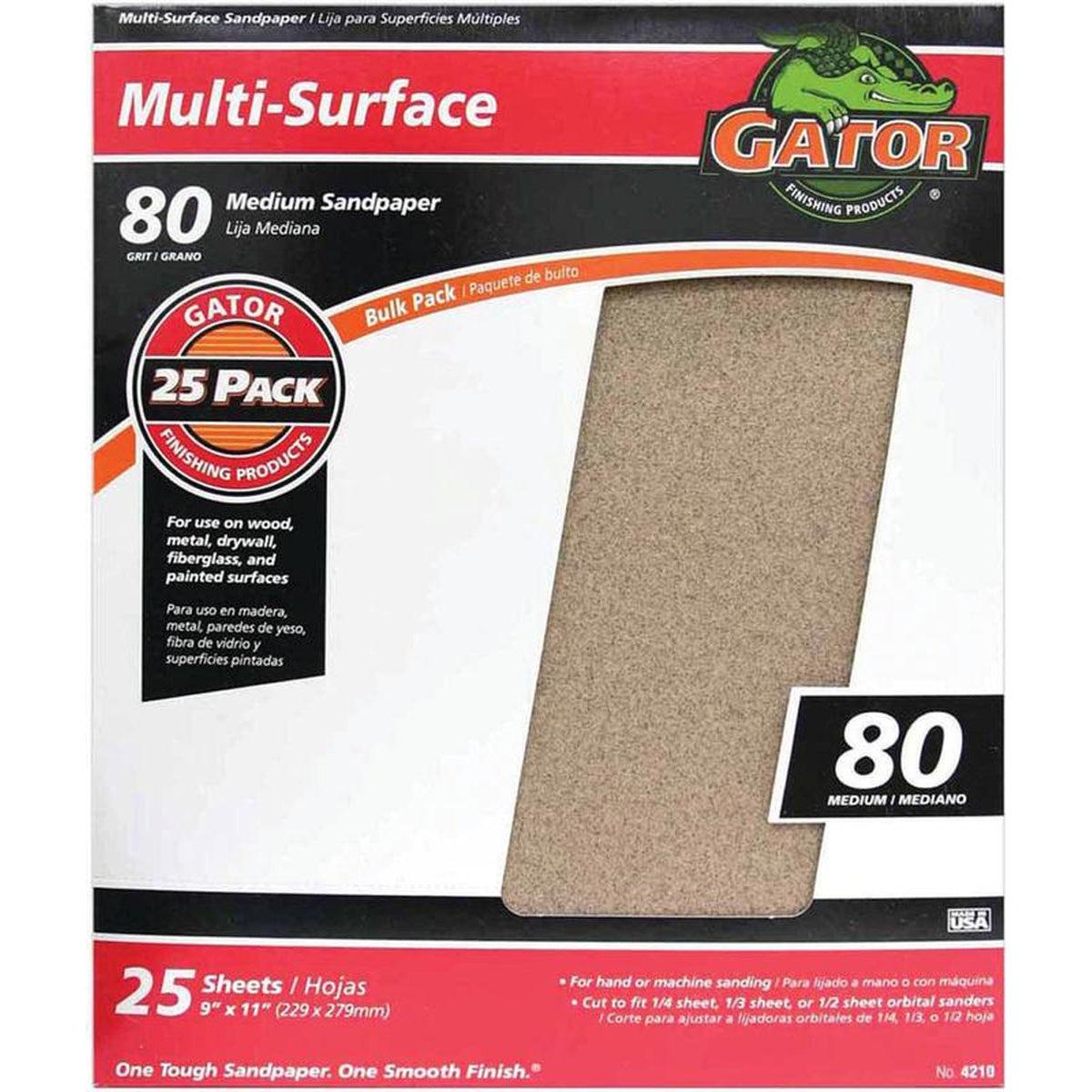 11 in. L X 9 in. W 80 Grit Aluminum Oxide All Purpose Sandpaper 25 Pack