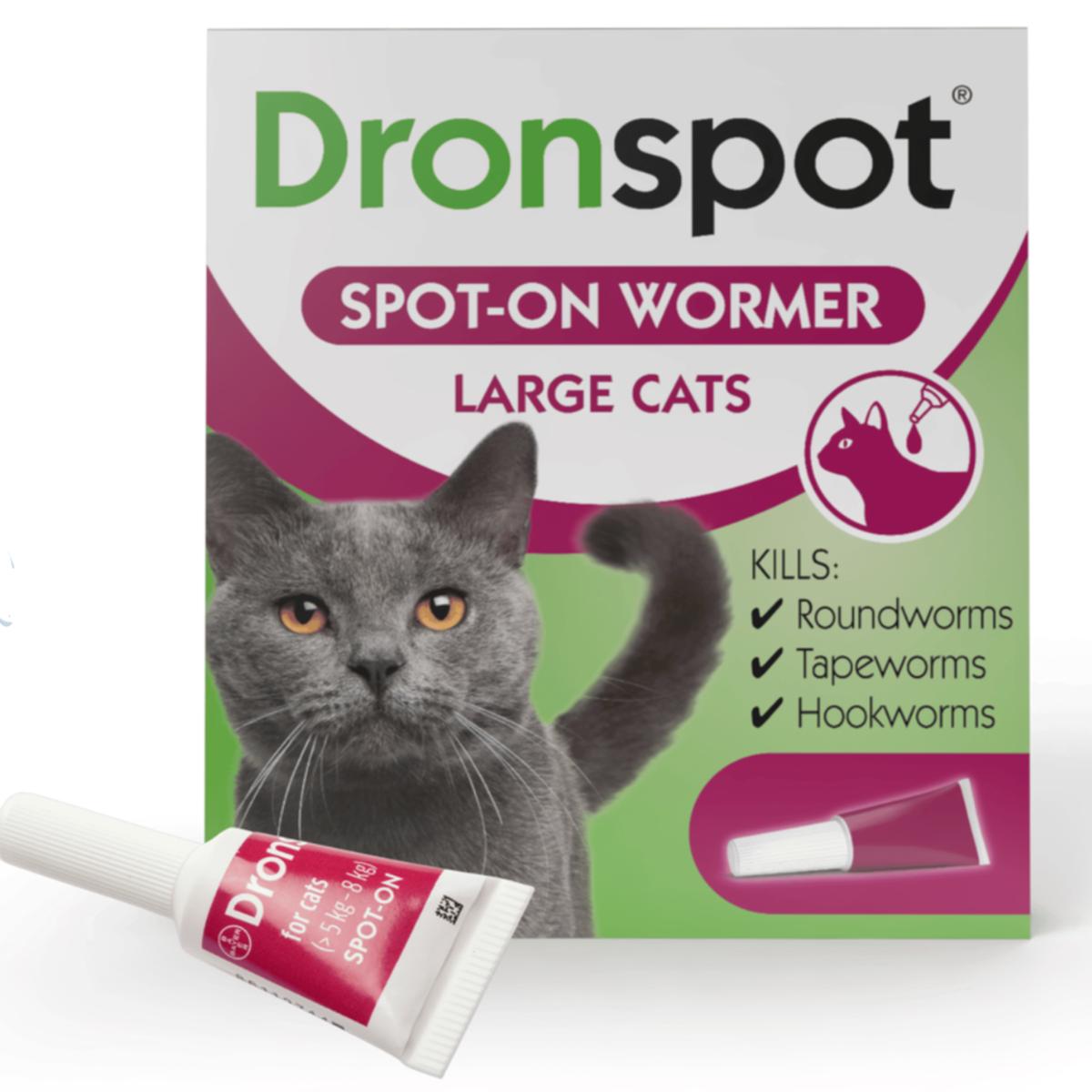 Dronspot Worming Spot On for Cats – Large (>5kg-8kg) (Single Pipette)