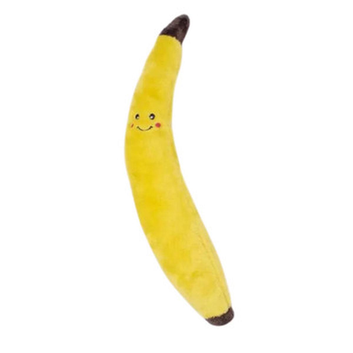 Jigglerz Banana Squeaker Soft Dog Toy