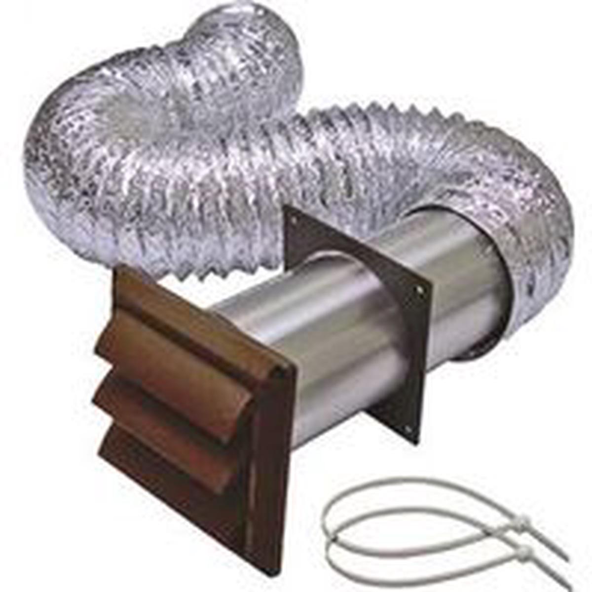 Lambro 1377B Wall Louvered Vent Kit, Plastic, (1) 4 x 11 in Aluminum Snap Lock Tail Pipe