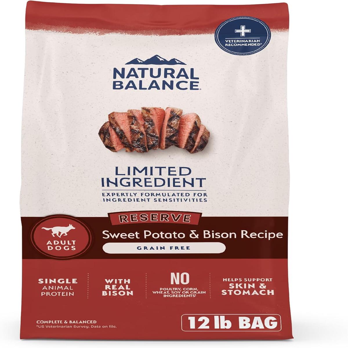 Natural Balance Limited Ingredient Adult Grain-Free Dry Dog Food, Reserve Duck & Potato Recipe, 22 Pound (Pack of 1) – 12 Pound (Pack of 1) | Sweet Potato & Bison