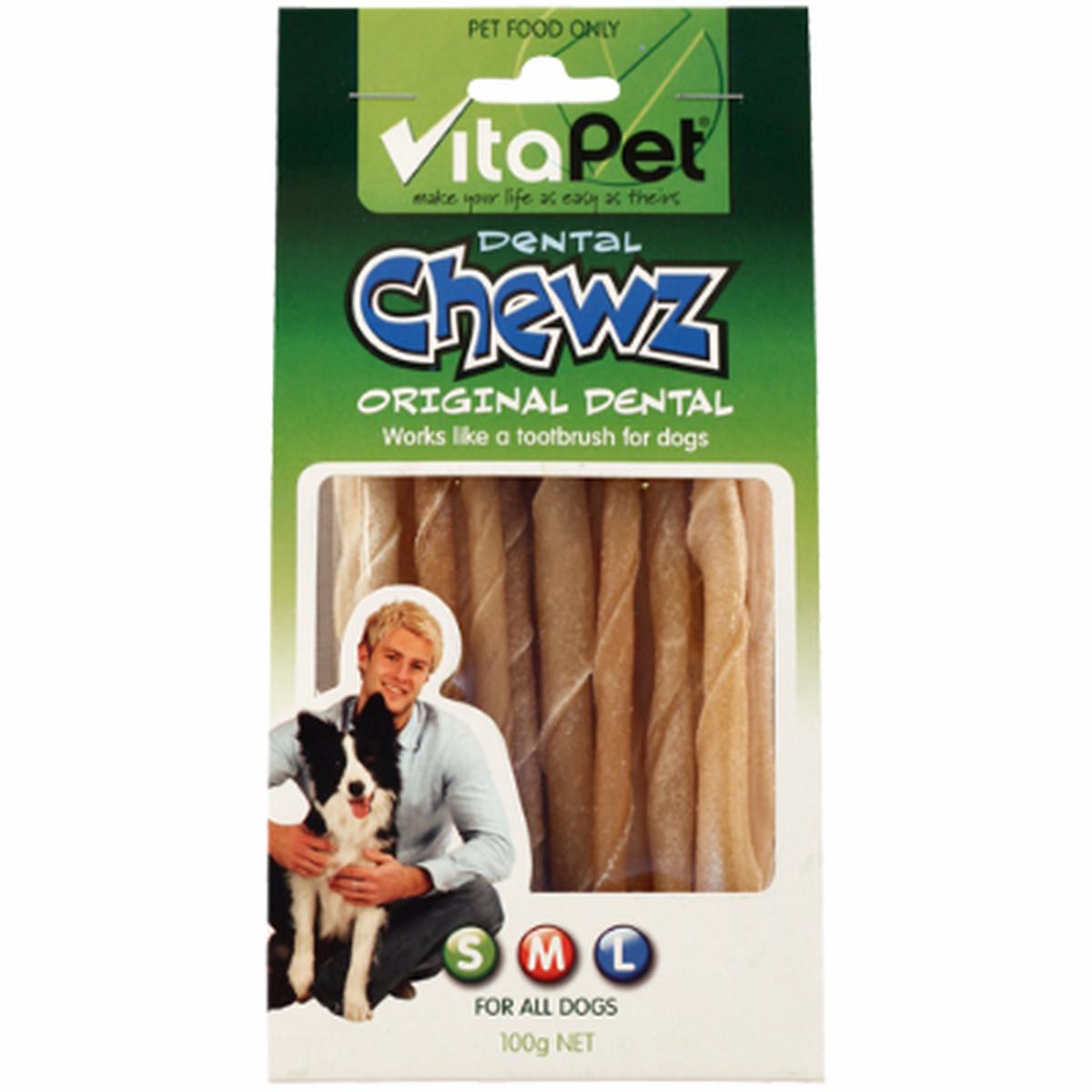 VitaPet Dental Chewz Rawhide Twist Dog Treats 100g