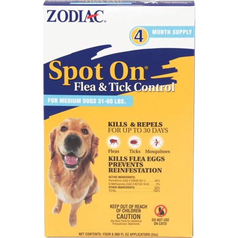 Zodiac Spot On Flea and Tick Control for Dogs - 4 pk