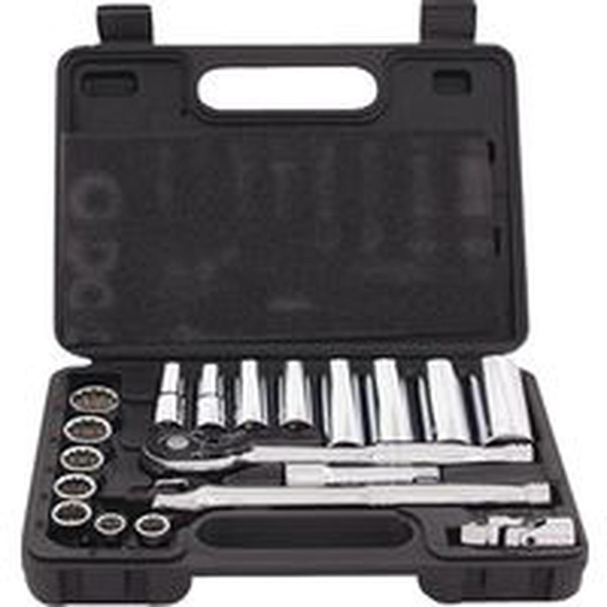 Vulcan Socket Set, 20PC 3/8 Drive, Chrome Vanadium Steel, Chrome (TS1020)