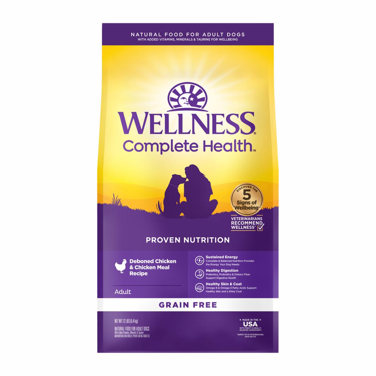 Wellness Complete Adult Dog Dry Food - Grain-Free Chicken