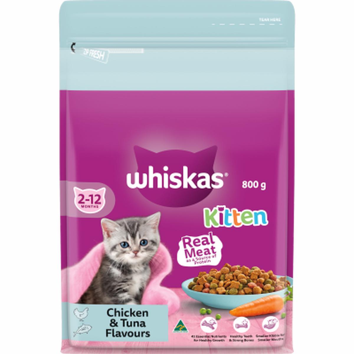 Whiskas Chicken & Tuna Flavours Kitten Dry Cat Food 800g