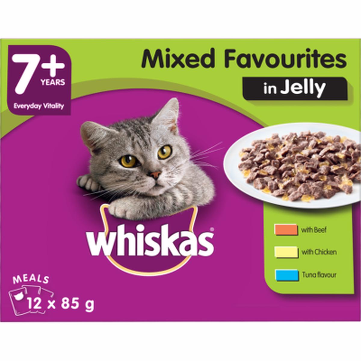 Whiskas Senior Mixed Favourites in Jelly Wet Cat Food Pouches 12 x 85g