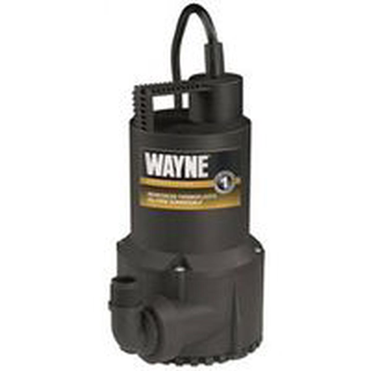 Wayne Portable Submersible Utility Pump, 1-Phase, 2.5 A, 120 V, 0.166 hp, 3100 gph (RUP160)