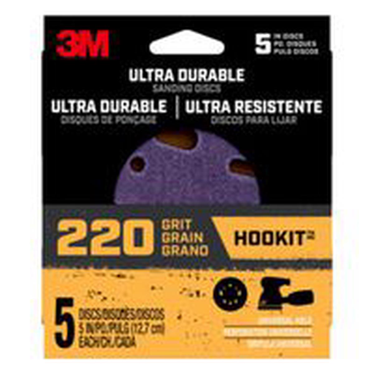 3M Power Sanding Disc 5 in Dia 220 Grit Fine Ceramic Abrasive 5-Hole 8-Hole (27256)