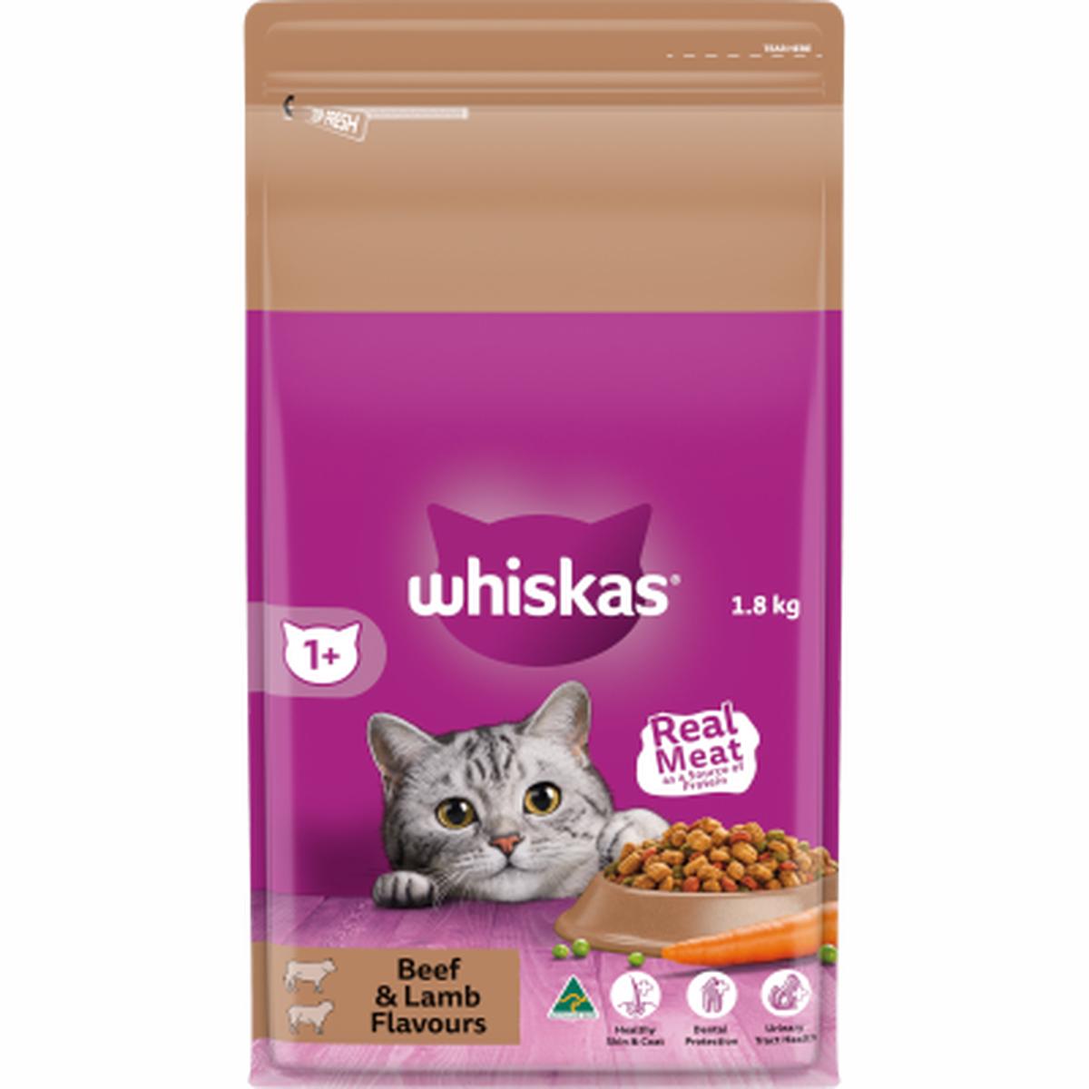 Whiskas Beef & Lamb Flavours Adult Dry Cat Food 1.8kg