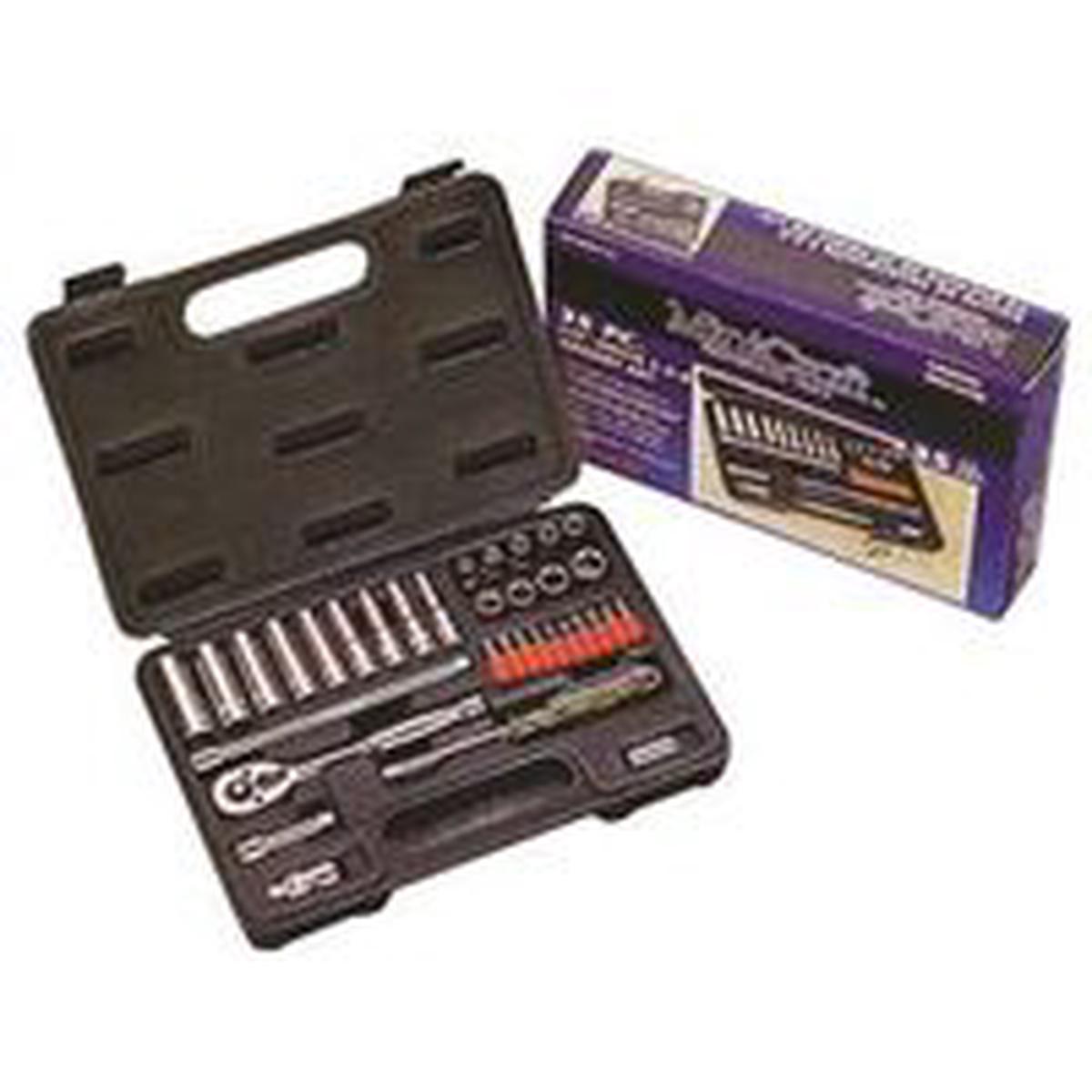Vulcan Socket Set, Chrome Vanadium Steel, Chrome 35PC 1/4 Drive (TS1035)