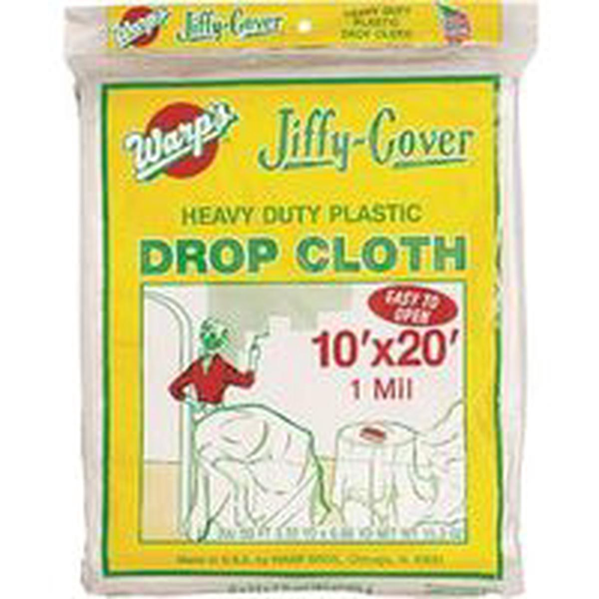 Warp's Drop Cloth, 20 ft L x 10 ft W, Plastic, Clear (JC-1020)