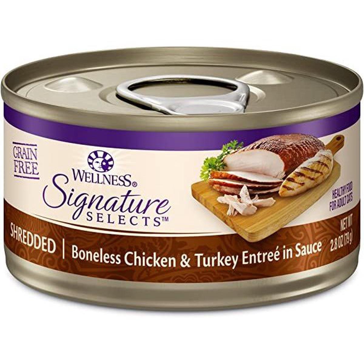 Wellness Signature Selects Grain-Free Wet Cat Food - Shredded Boneless Chicken and Turkey