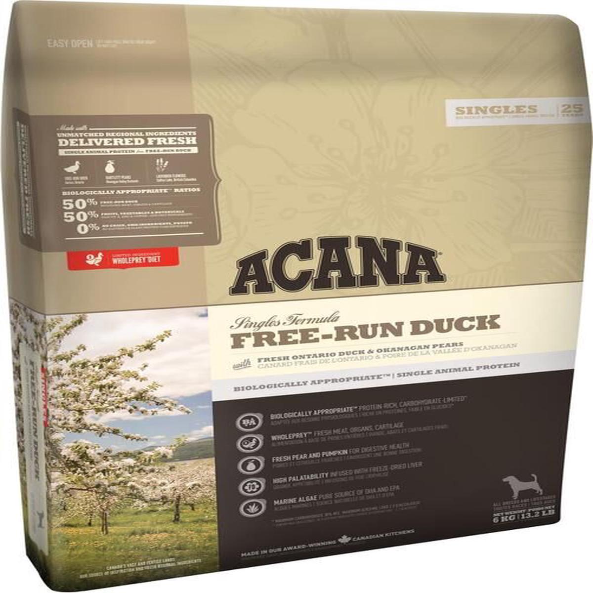 Acana Canadian Aikena Dry Dog Food - Single Protein Grain Free - Free Range Duck Formula 6kg