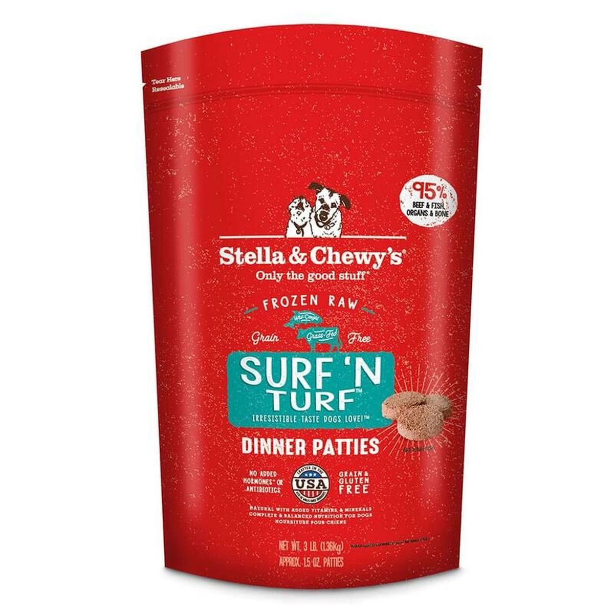 [Frozen] Stella & Chewy's USA Dog Food - Frozen Raw Meat Patties - Small Cubes - Surf & Turf (Beef & Salmon) Recipe - 3lb