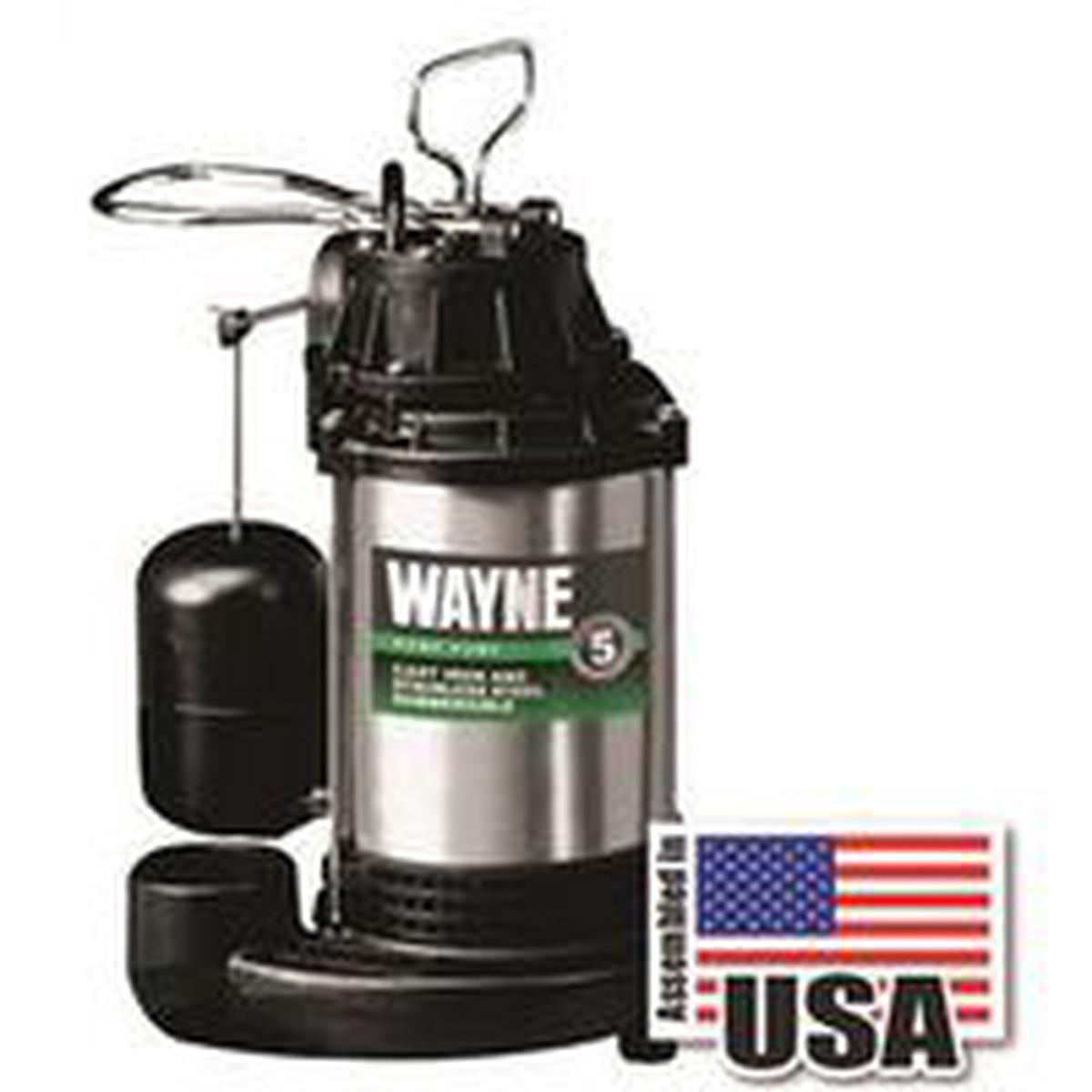 Wayne CDU980E Sump Pump, 0.75 hp, 1-1/2 in Outlet, 20 ft Max Head, 3571 gph, Iron/Stainless Steel