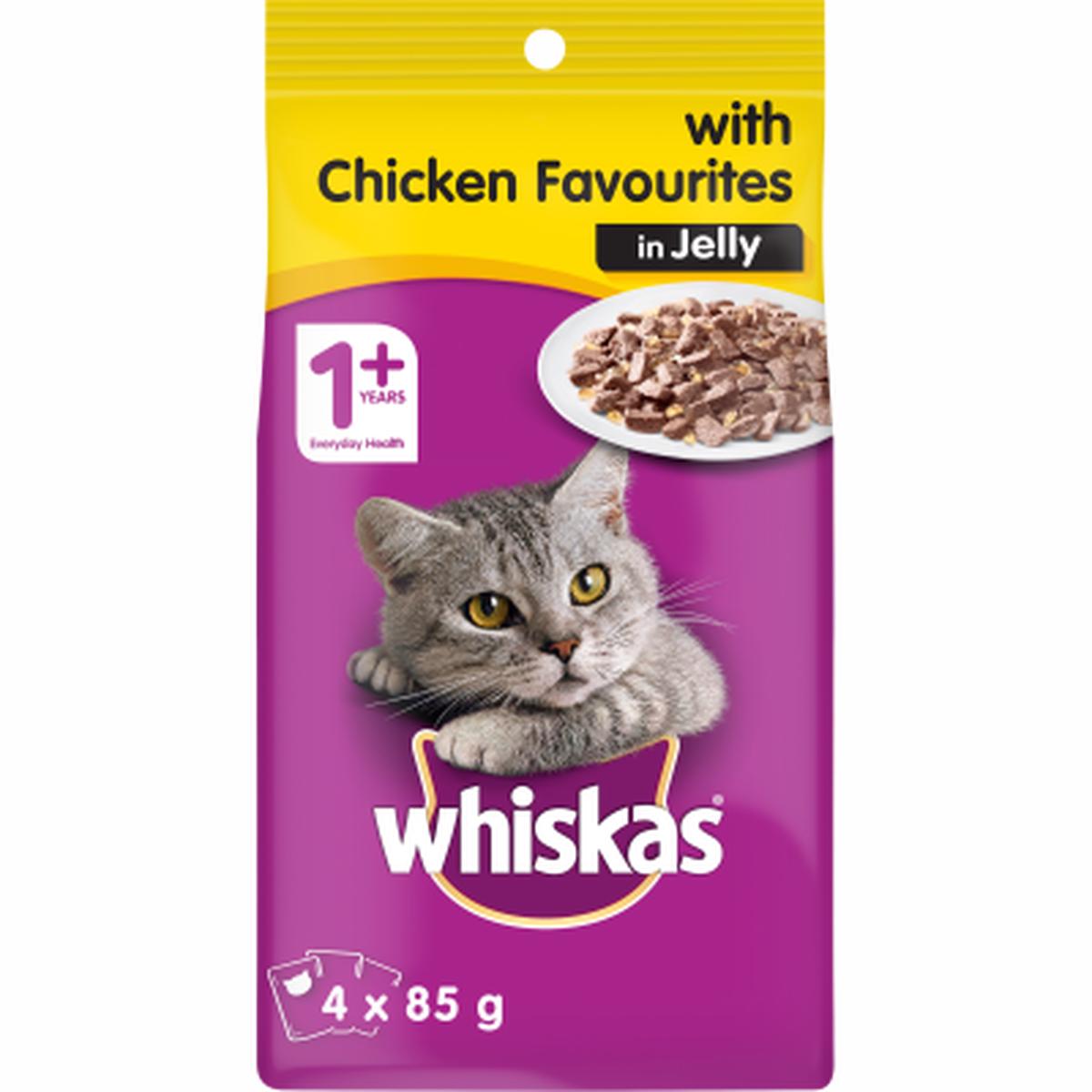 Whiskas Chicken Favourites in Jelly Wet Cat Food Pouches 4pk