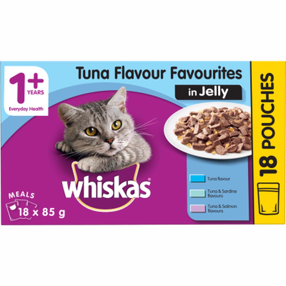 Whiskas Tuna Flavour Favourites in Jelly Wet Cat Food Pouches 18 x 85g