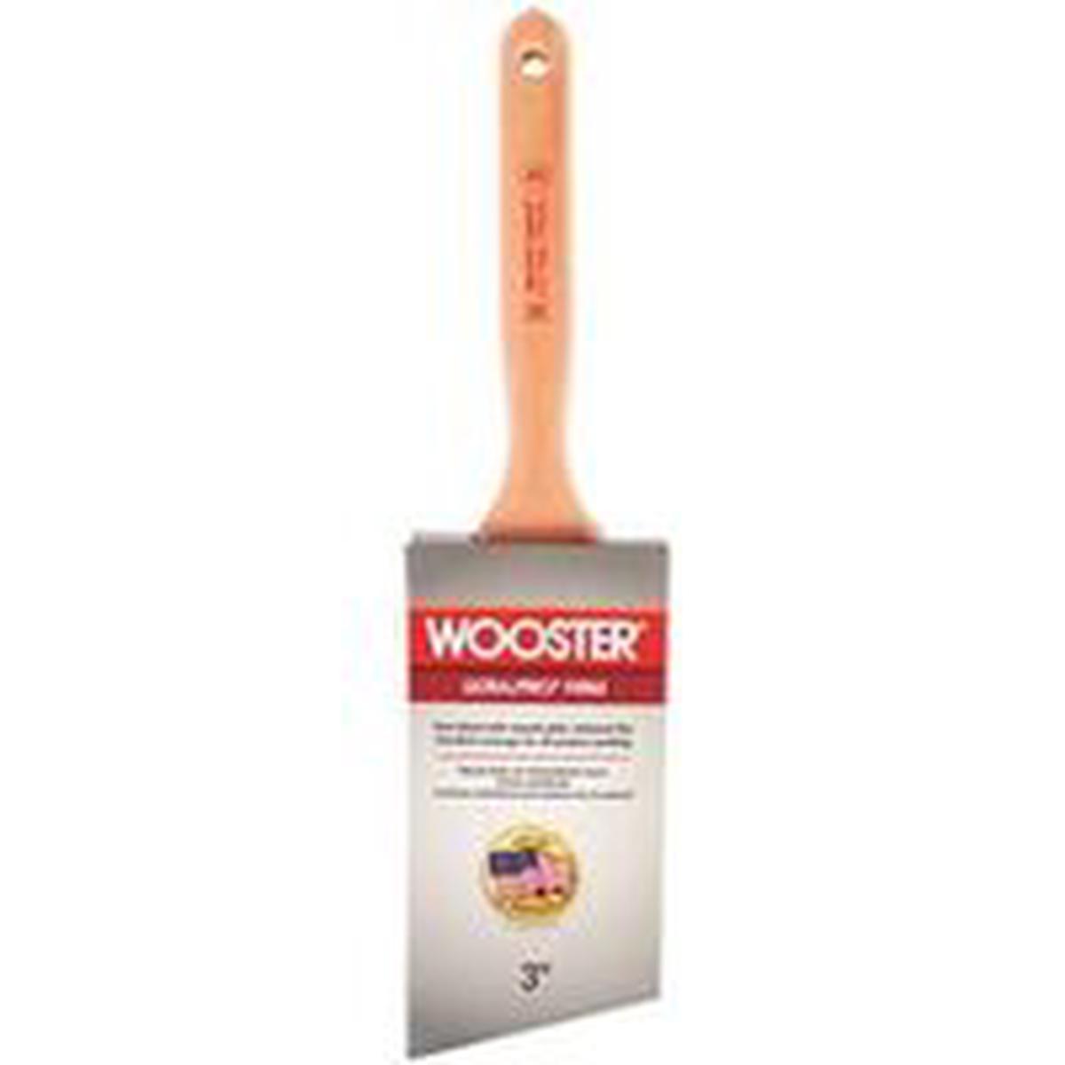 Wooster Paint Brush, 3 in W, 3-3/16 in L, Nylon/Polyester Bristle, Sash Handle (4174-3)