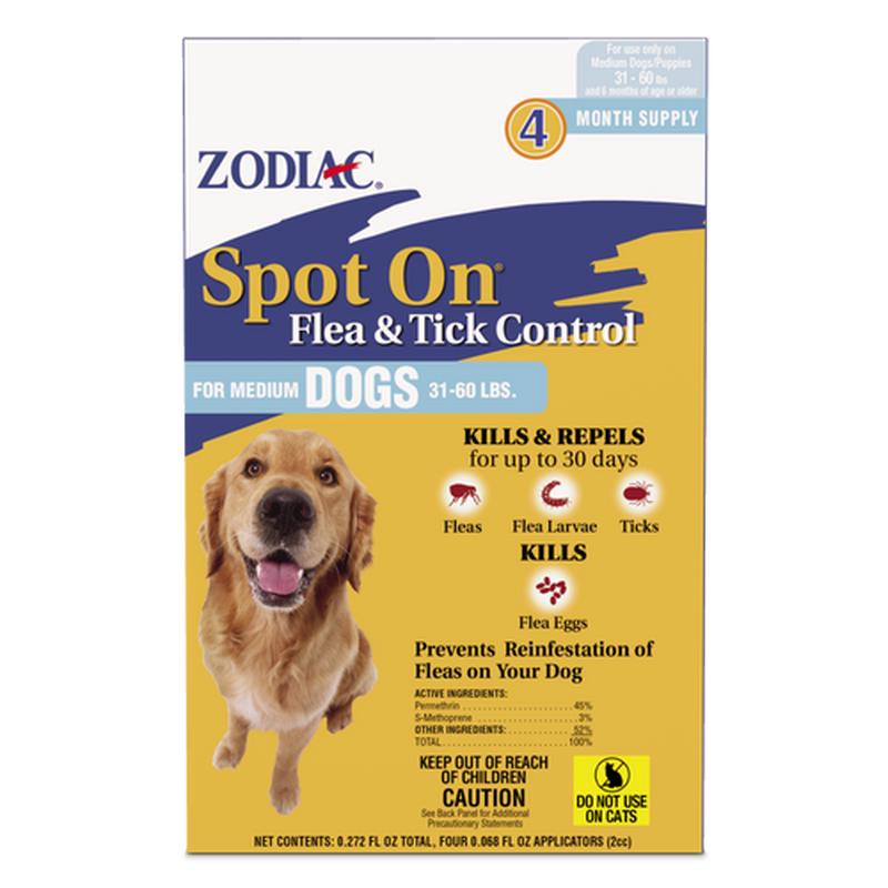 Zodiac Spot On Flea & Tick Control Medium Dogs 31-60 Pounds 4 Pack - Default Title