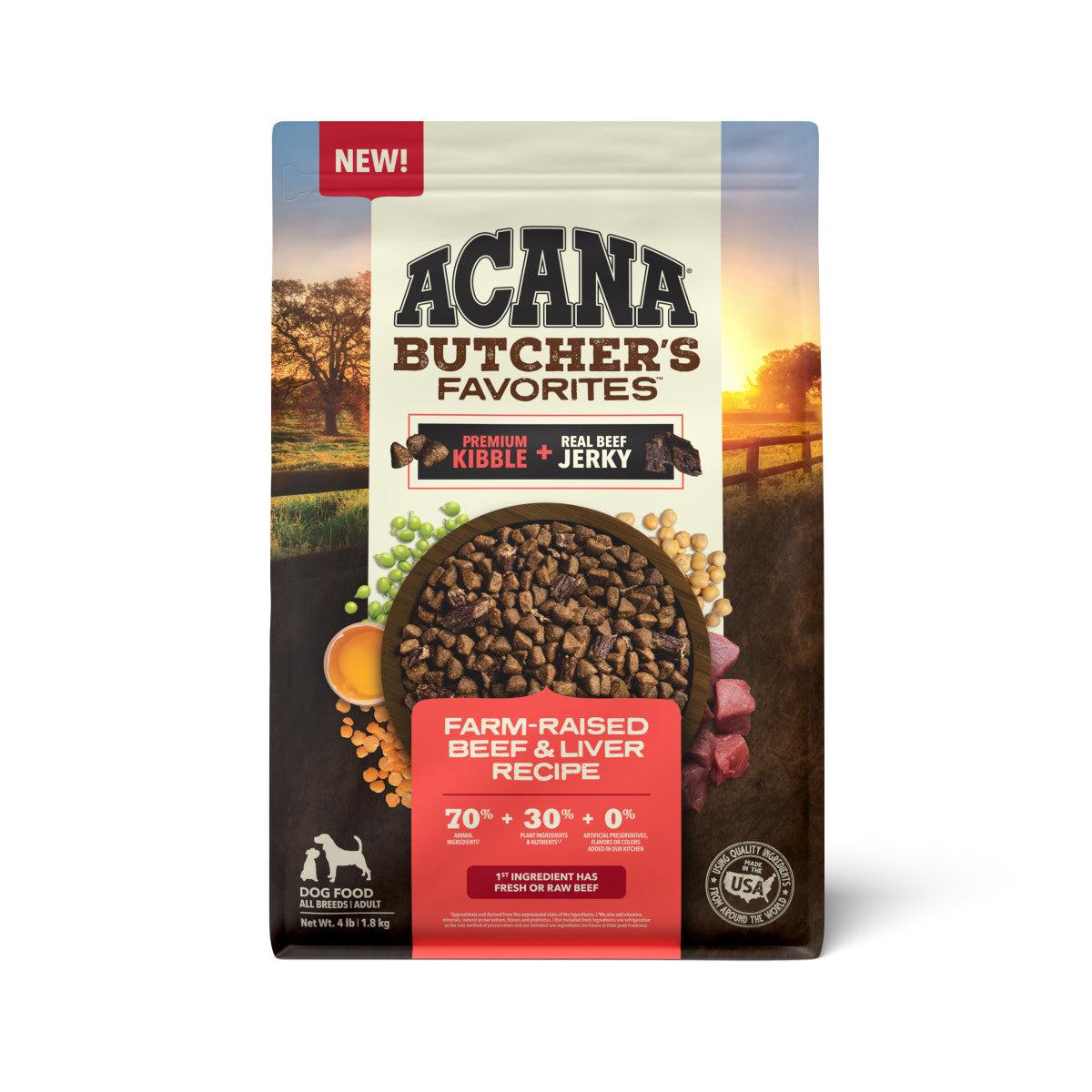 Acana Butchers Favorites Dry Dog Food Farm-Raised Beef & Liver 4 lb
