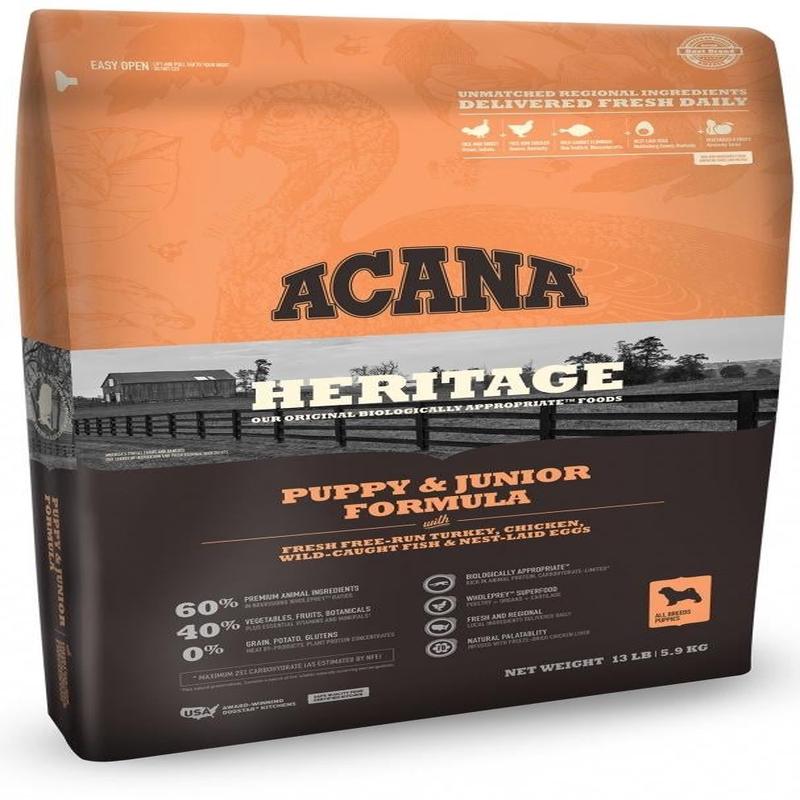 Acana Heritage Puppy and Junior Formula Grain Free Dry Dog Food-25-lb-{L+x}
