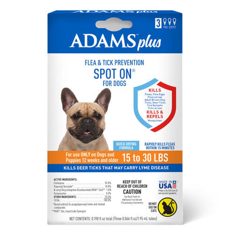 Adams Plus Flea & Tick Prevention Spot On for Dogs, Medium Dogs 15 to 30 lbs - Default Title