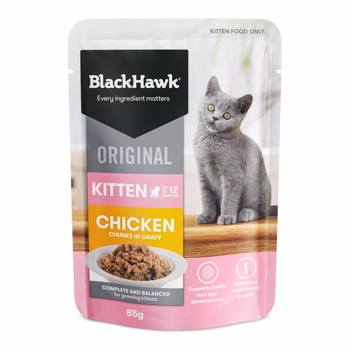 BLACK HAWK CAT WET ORIGINAL KITTEN CHICKEN IN GRAVY 85G