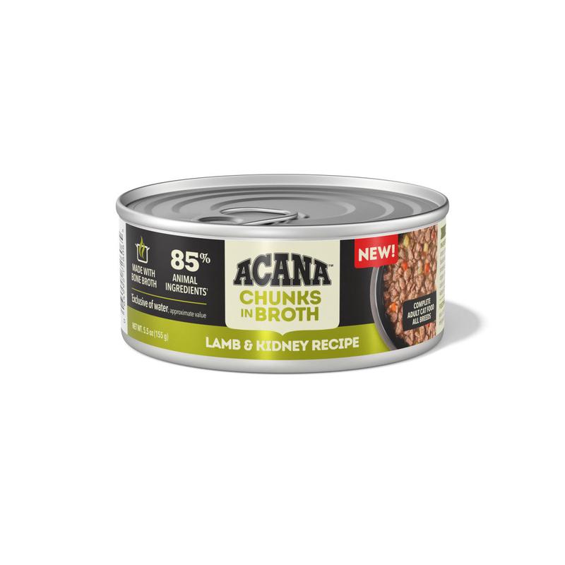 Acana Chunks in Broth Canned Cat Food Lamb & Kidney 12ea/5.5 oz