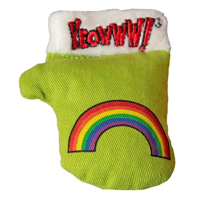 Yeowww! Kitten Mittens Catnip Cat Toy Green w/Rainbow