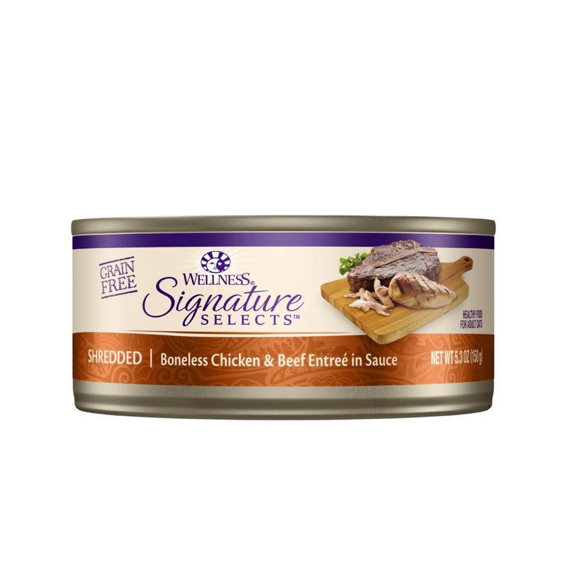 Wellness CORE Signature Selects Grain-Free Shredded Boneless Chicken & Beef Entre Canned Cat Food