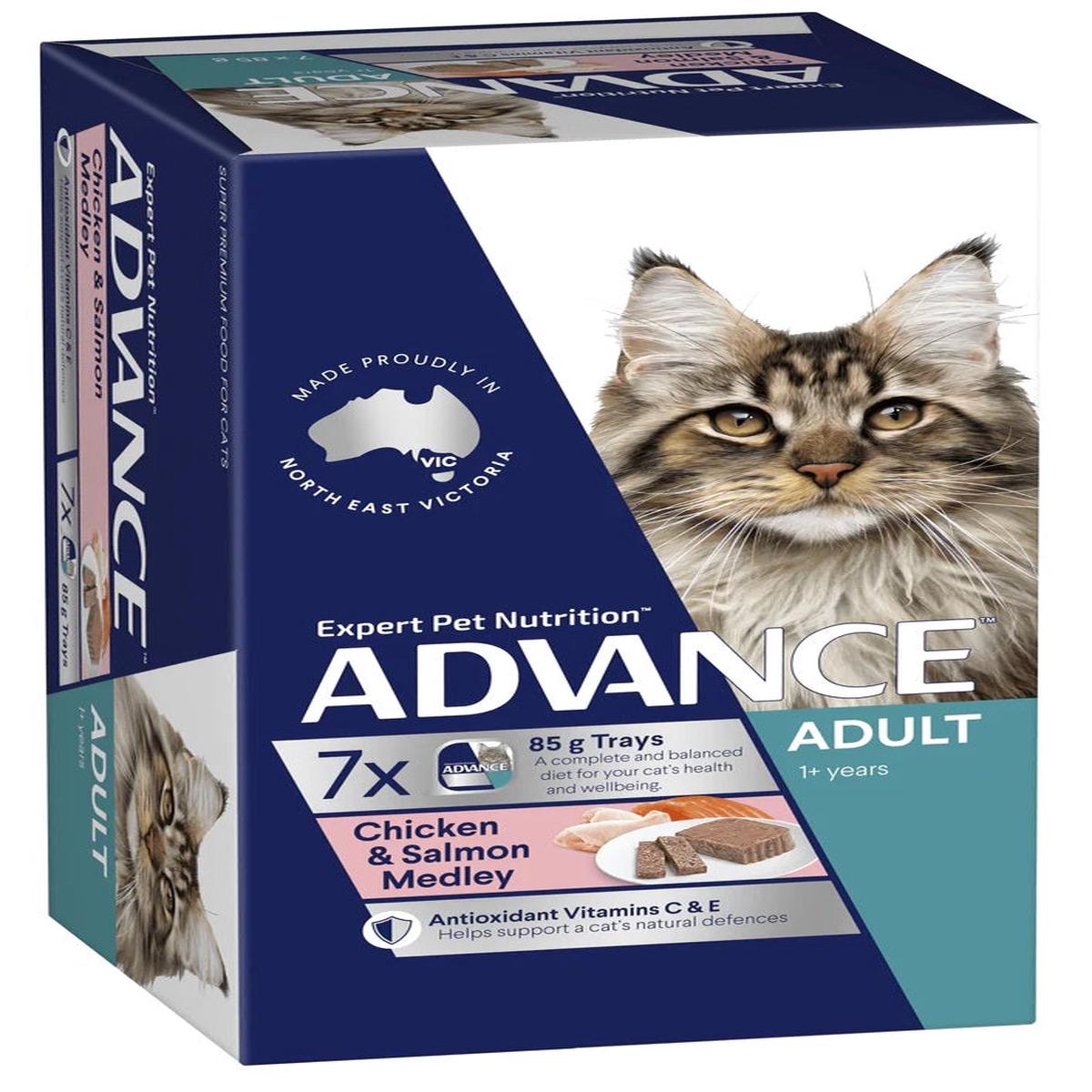 ADVANCE CAT WET SINGLE TRAY ADULT CHICKEN & SALMON 85G x 7