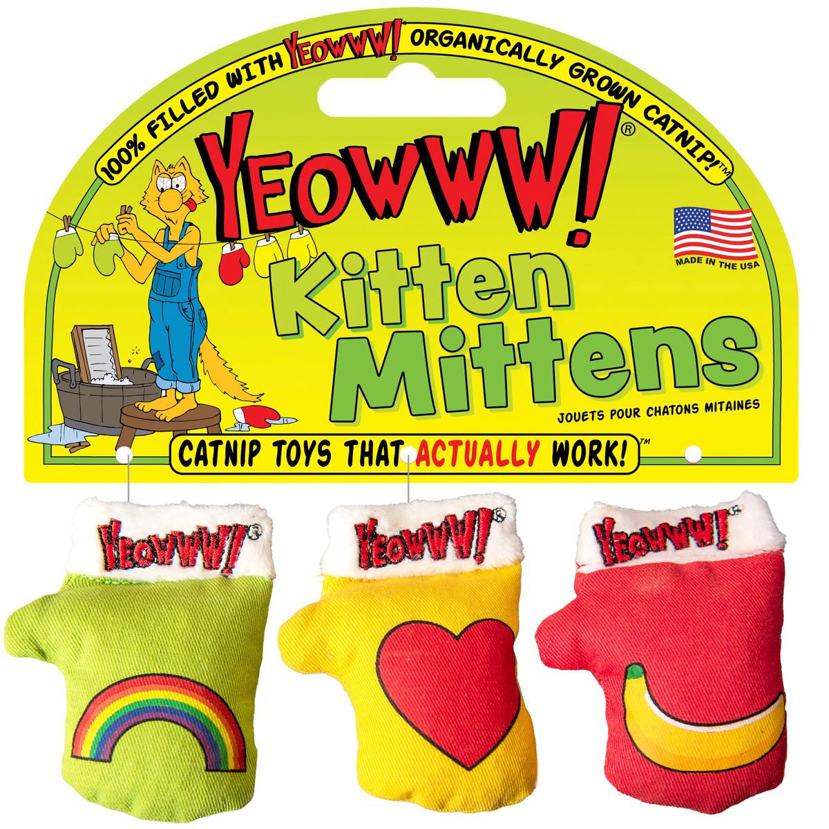 Yeowww! Kitten Mittens Catnip Cat Toys 3 pk