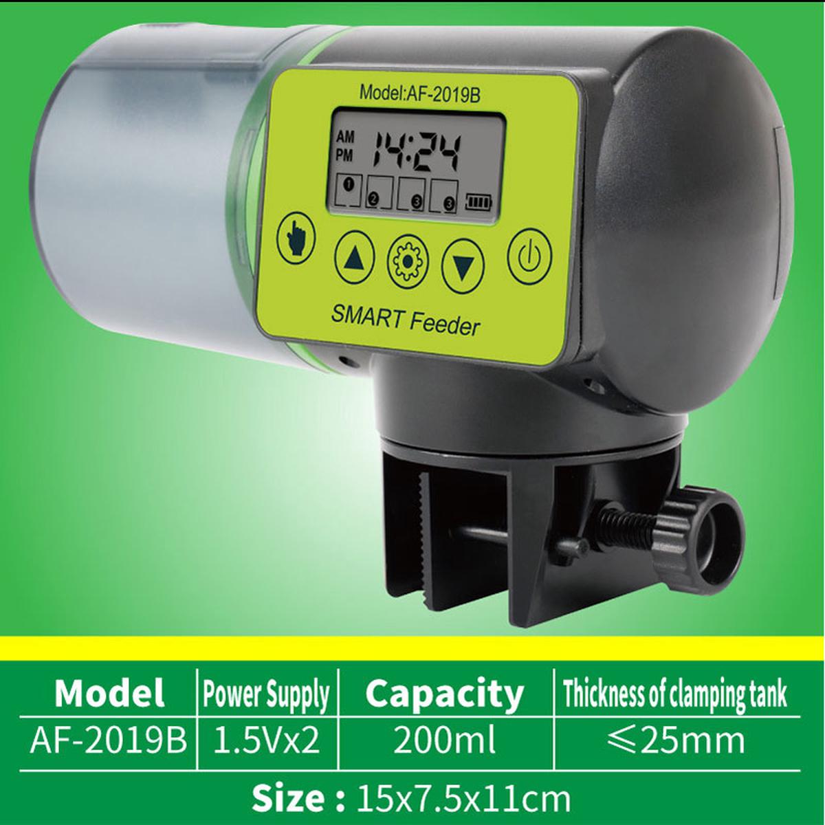 200ML Smart Automatic Fish Feeder Aquarium Feeder Fish Tank Auto Feeding Dispenser with LCD Indicates Timer Aquarium Accessories