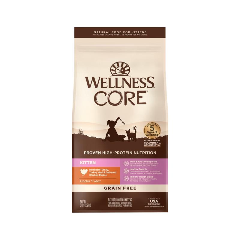 Wellness CORE Grain Free Kitten Deboned Turkey, Turkey Meal & Deboned Chicken Recipe Dry Cat Food