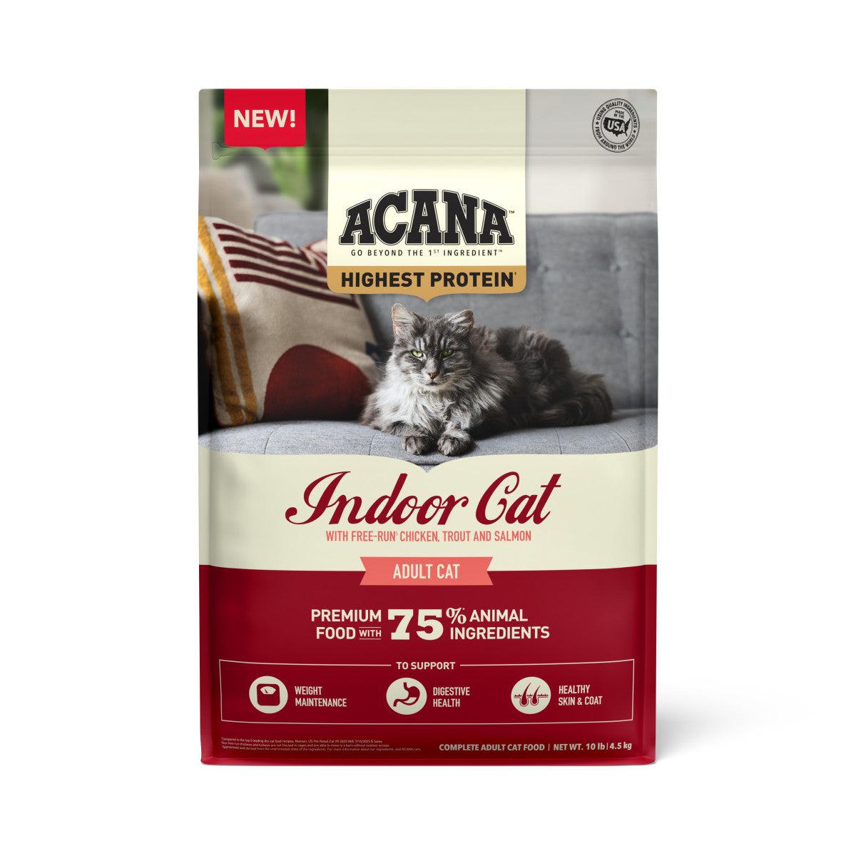 Acana Indoor Highest Protein Grain-Free Dry Cat Food Chicken, Trout & Salmon 10 lb